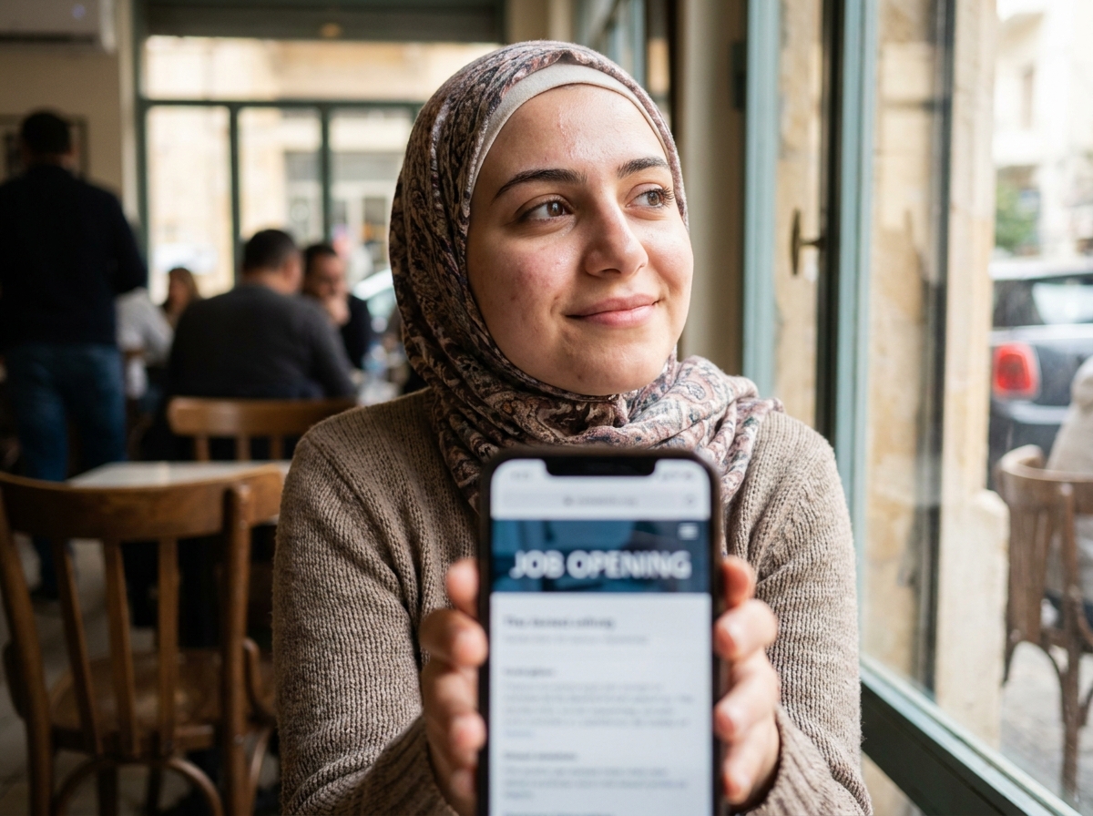 A young person looking at a job opportunity